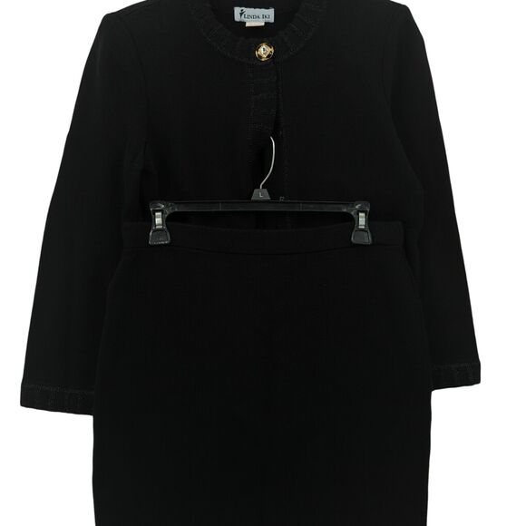 Linda Iki Women S Suit Set Black Knit Blazer Jacket Skirt Shimmer Hawaiian VTG - Picture 7 of 9